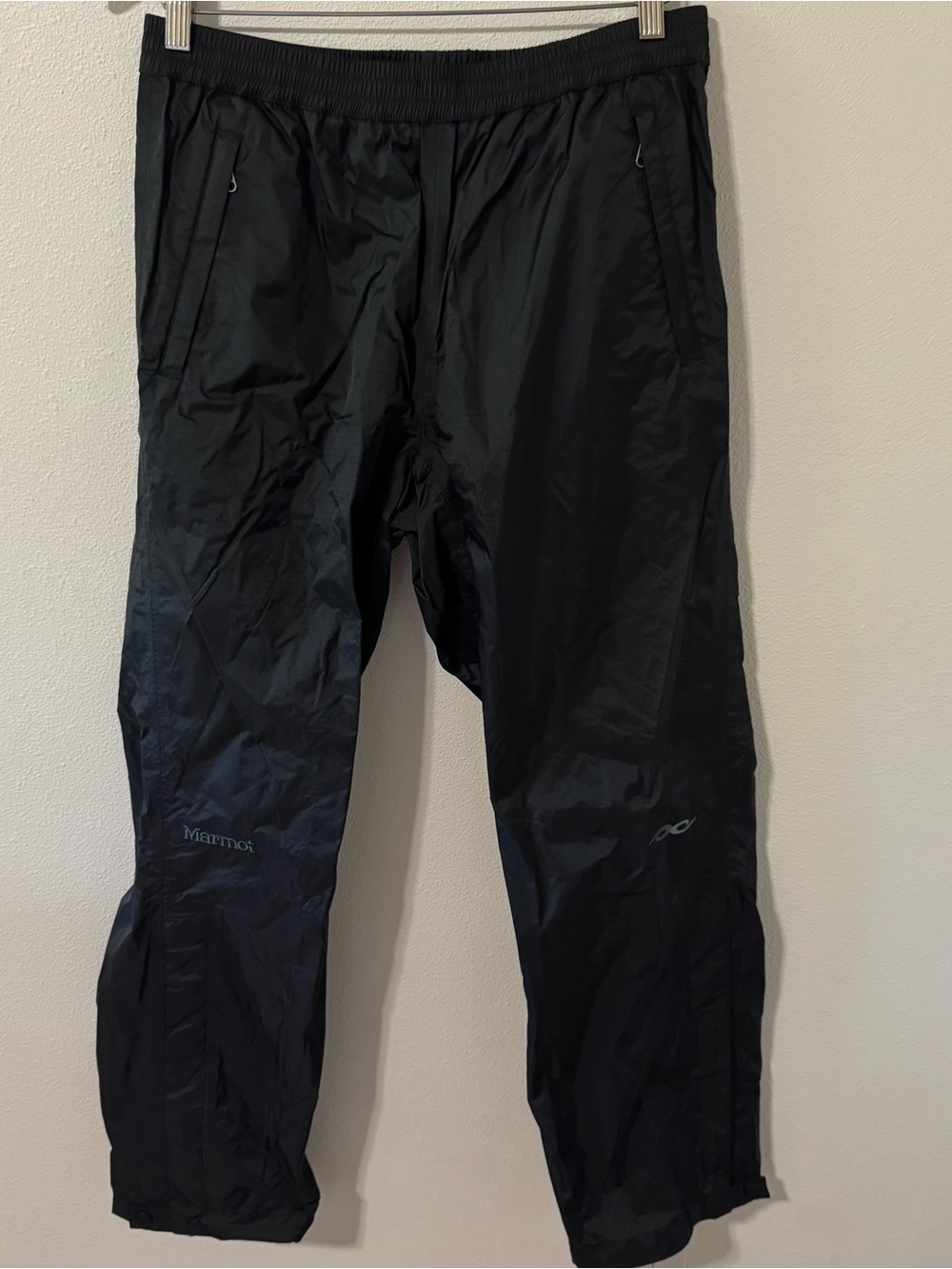 Marmot Rain Pants Black Lightweight Waterproof Ankle Zip Gorpcore-Medium Short